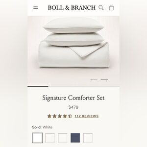 INCREDIBLE DEAL/BOLL & BRANCH 3 Piece Comforter Set NWT! WHITE King/Cal King!!